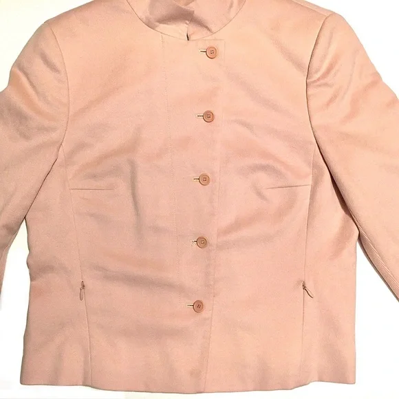 Akris Punto Blazer Evening Jacket Wool Angora Cashmere Knit Crop Fitted Pink 10 - Picture 4 of 16